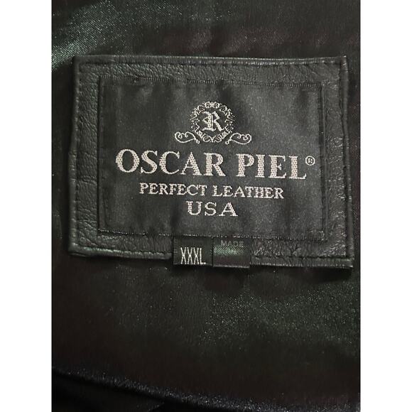 Oscar Piel NWOT Black leather vest motorcycle appeal size xxxl - Picture 3 of 3